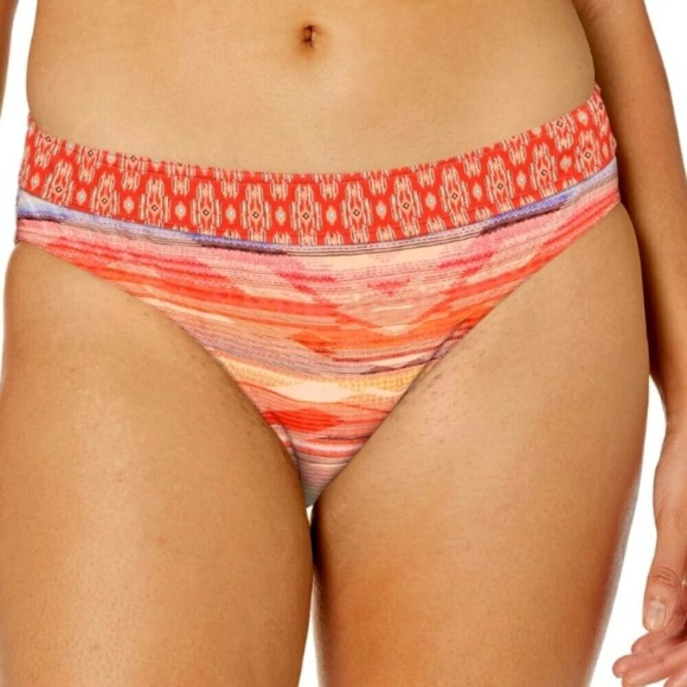 Prana‎ Ramba Bikini Bottom Peach Bonita Swim Boho Print Mid Rise Full Seat Large